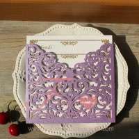 Laser Cut Bridal Shower Wedding Invitation with Ribbon